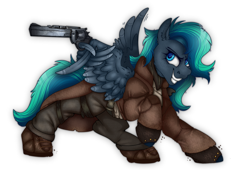 rendered fullbody, semi complex outfit, medium weapon