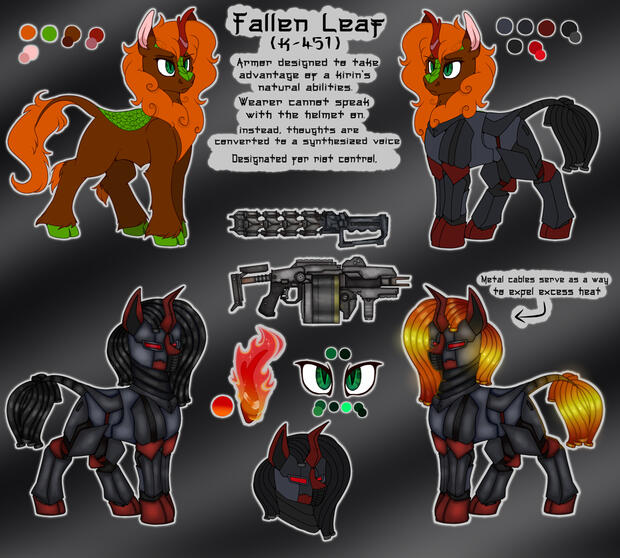 ref sheet, x1 flatcolour fullbody, x1 complex armor, x2 large werapons