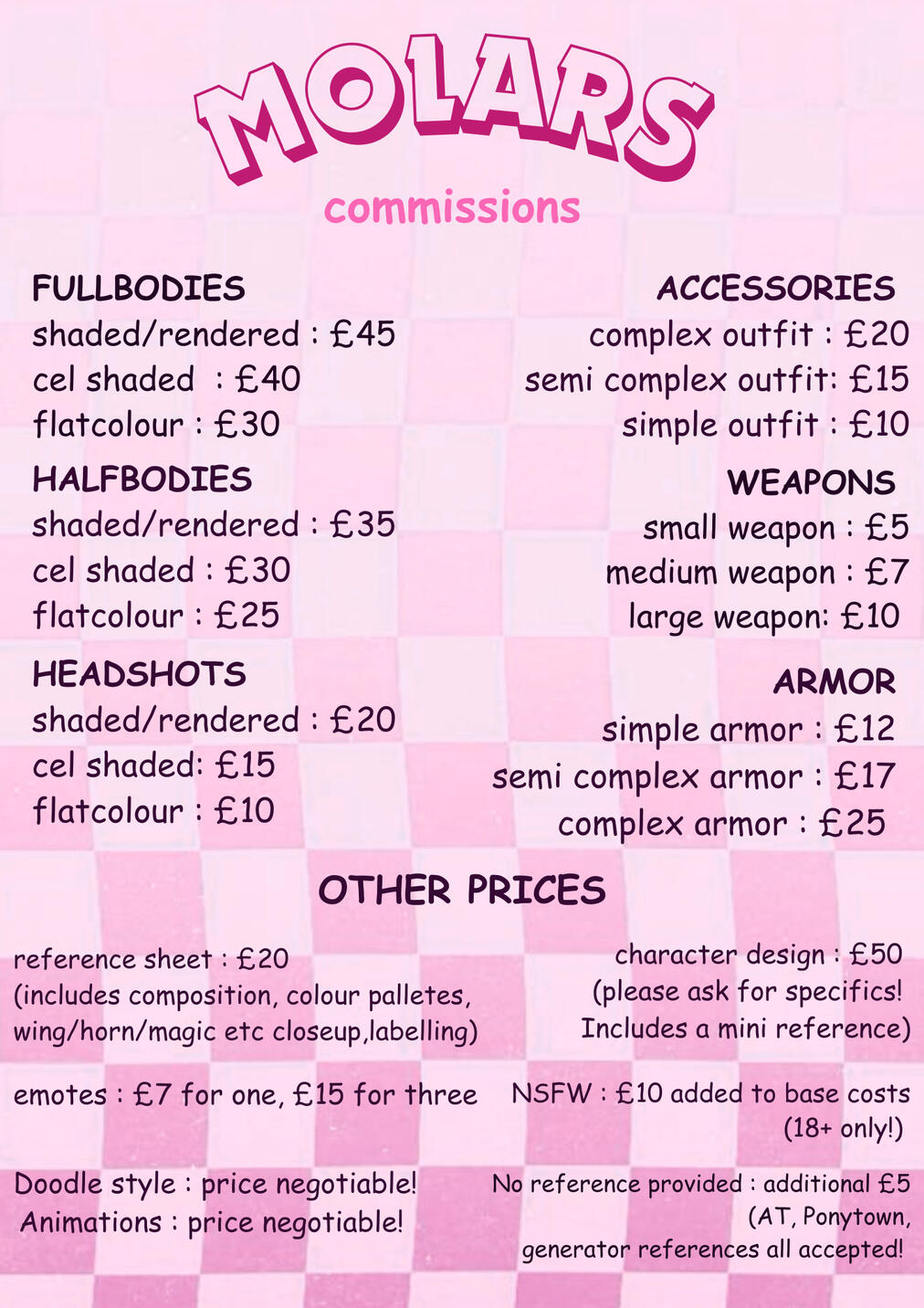 PRICE MENU